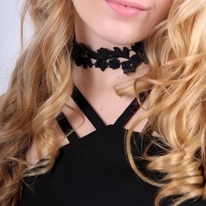 Two Lace Floral Chokers- 1-white and 1-black -New